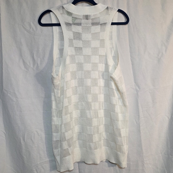 Armani Exchange Lg White Checker Sheer Knit Tank NWT - Picture 2 of 12